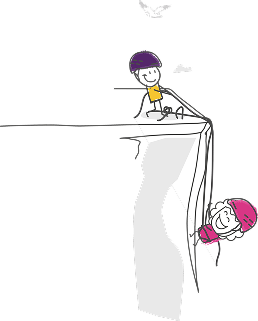 Children climbing a cliff face