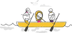 Children rowing a kayak